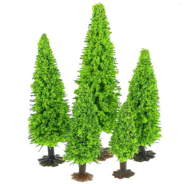 Flores decorativas 15 PCs Mini decoração Modelo de paisagem pequena Adornamento cenário verde árvores de plástico miniatura