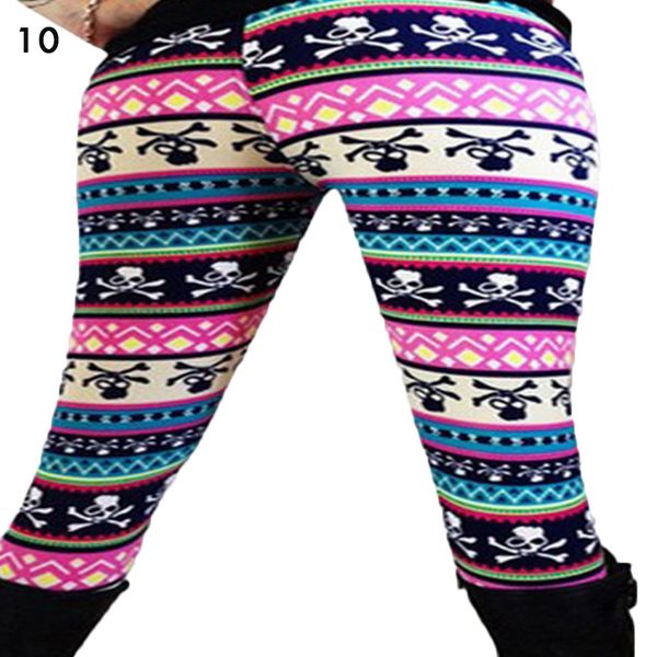 Weihnachten Frauen -Leggings Hosen Schneeabdruck Druckte Stretchhosen hohe Taille Leggings 18 Farbe Damen Weihnachtsfeierhosen