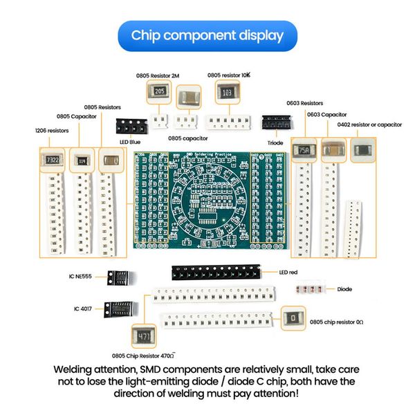 CD4017 LED rotativo SMD NE555 Solding Practice Board Diy Kit Fanny Skill Training Earth