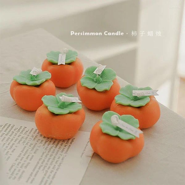 Titulares de vela Hand Gift Orange Persimmon Diy Shooting Props criativo Ornamentos decorativos Manual de frutas simuladas