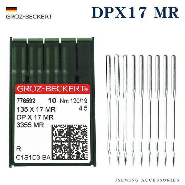 10pcs dpx17mr groz-beckert aghi da cucire posteriore curvo per la macchina da cucire a piedi industriali 3355 MR, 135x17 MR