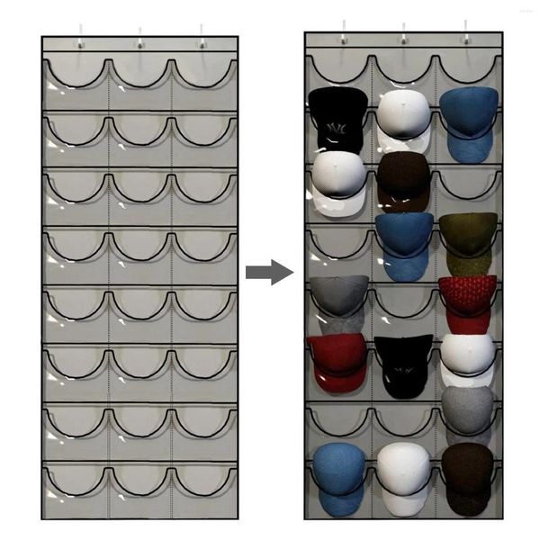 Stume da stoccaggio Cappellene per cappellini per cappellini da baseball tappo a parete portatile trasparente con tasche profonde