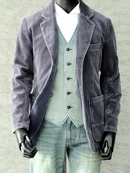 Erkek ceketler yüksek kaliteli Ameikaji boyalı eski pamuk kadife gündelik takım elbise ceket retro