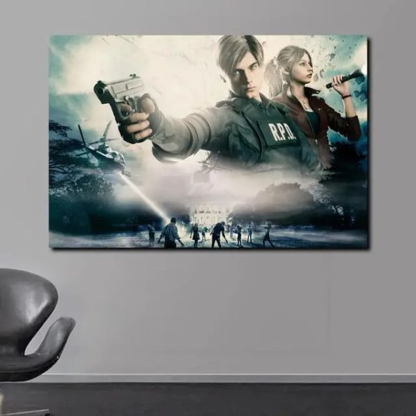 Resident-Evil 2 Game Poster 2022 Nuovi film classici Canvas dipinto di stampe HD e poster per decorazioni per sala da gioco per ufficio camera da letto