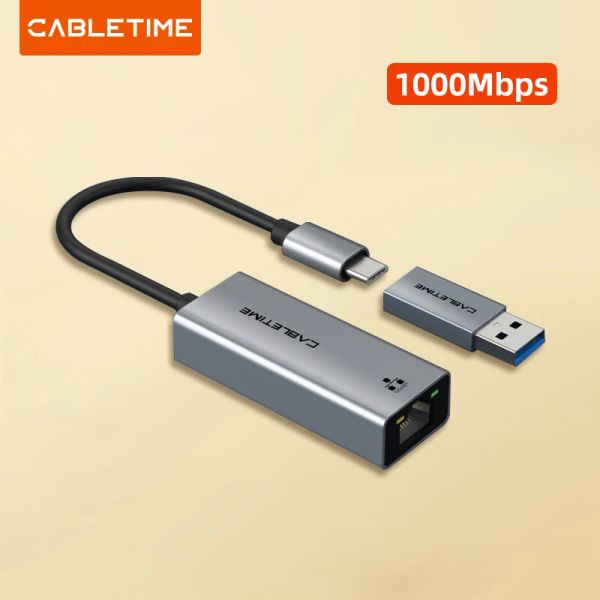 Cards CableTime USB C a Ethernet LAN 1000MBPS Adattatore Scheda di rete per iPad Pro MacBook Air RJ45 Adattatore C361