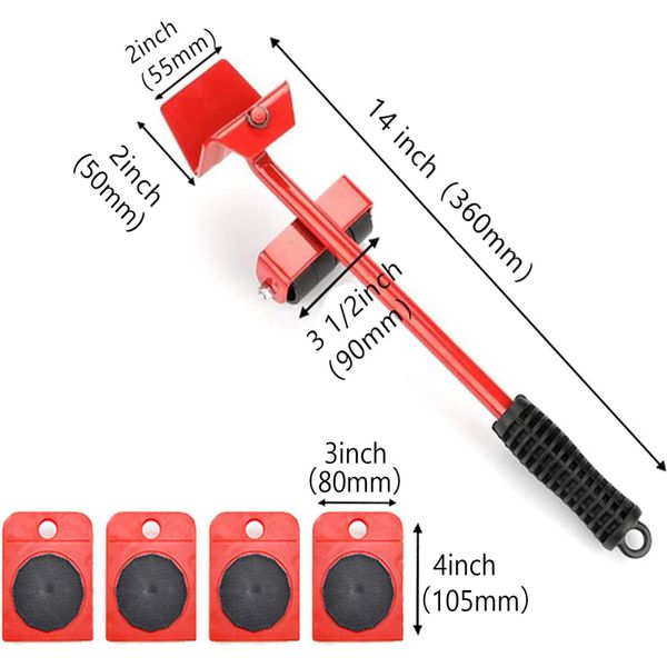 5pcs Heavy Duty Furniture Lifter Transport Werkzeug WHREBARBARBEITEN MÜSSEN FÜNDUNG MOVER SETENSETTIGUNG Heben Sie bewegte Möbelhelfer -Werkzeug