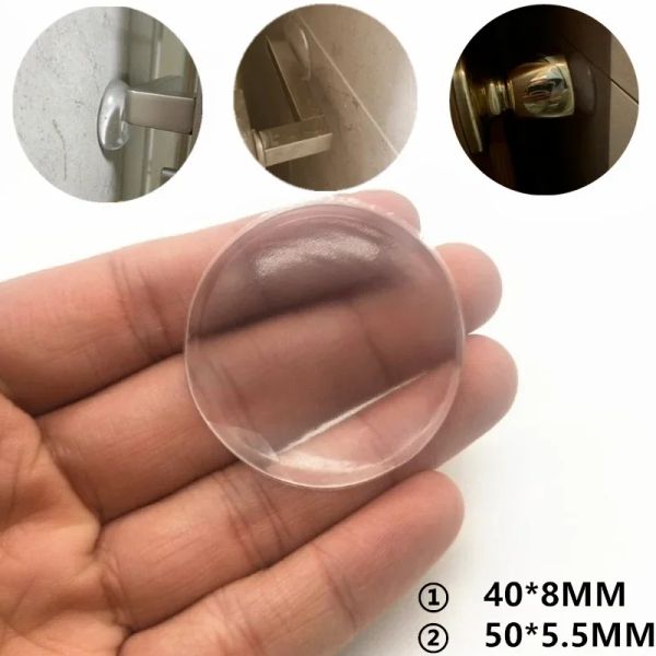 Protetor de parede de silicone macio transparente, maçaneta da porta autoadesiva, plugue de proteção, silenciador de parada por porta não deslizante 6/1pcs