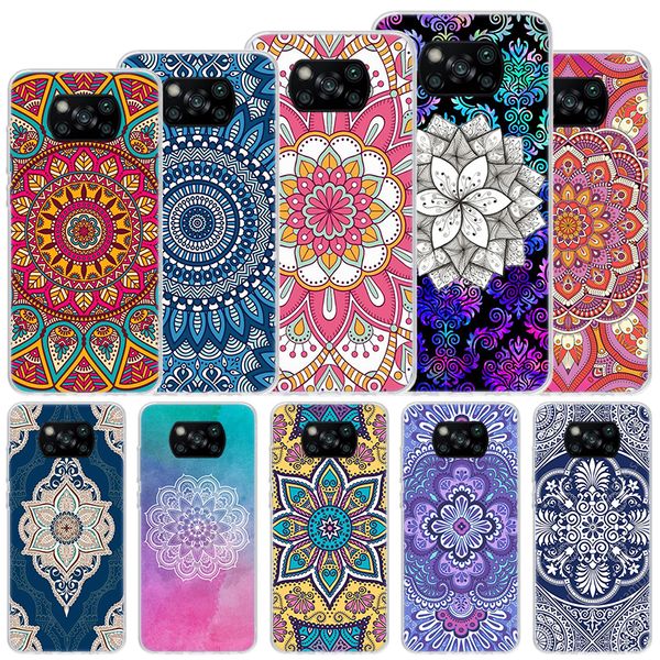 Totem mandala colorida flor macia capa para xiaomi poco x3 nfc x4 gt x5 pro m5s m4 m3 m2 tampa do telefone f3 f2 f1 mi nota 10 lite