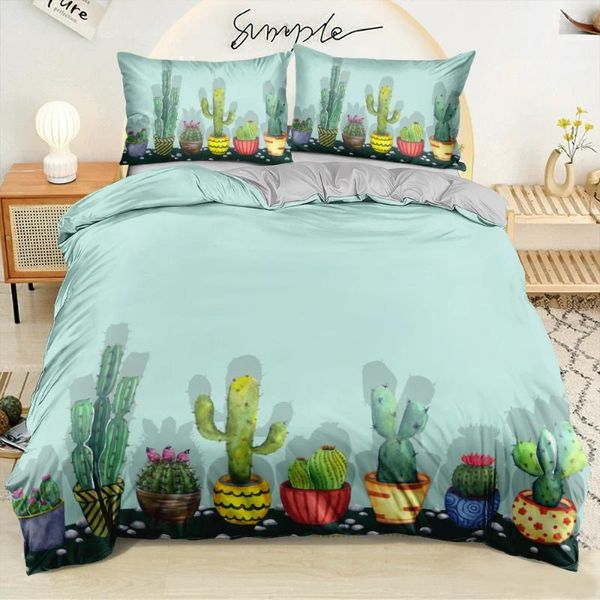 Bedding Sets Cartoon Tropical Cactus Duvet Capa Conjunto de edredom/Quilt Twin Double Double King Size 240x210cm de cama para crianças
