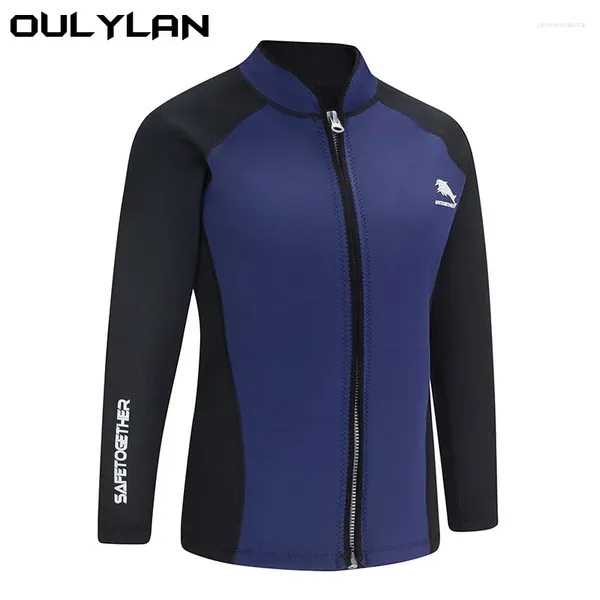 Mutada de banho feminina Ouillan dividir a manga longa Surf Snorkel Jacket Top Jaqueta de 2 mm de merda de água morna esportes de mergulho dama de natação