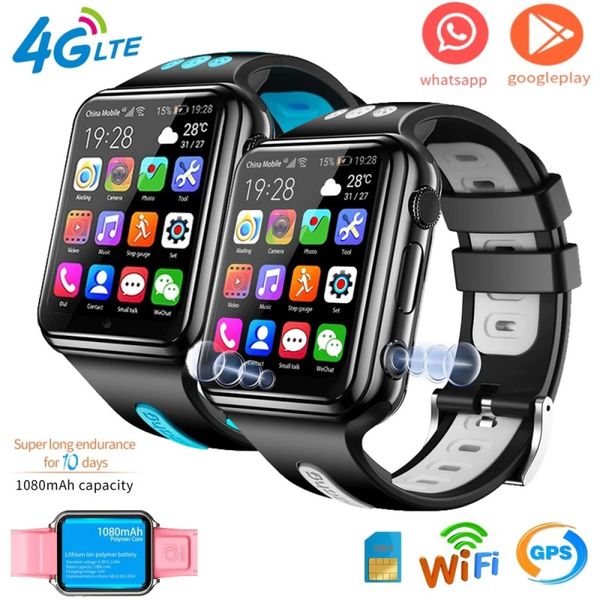 4G Kids Smart Watch Phone GPS Tracker 1080mAh Câmera dupla à prova d'água WhatsApp Facebook CHAMP PLAY MUSICA CRIANÇAS Smartwatch