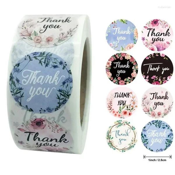 Wrap regalo 500pcs rotolo grazie ad adesivi etichette francobolli rotonda buste multicolore floreali di chiusura carina decorazione