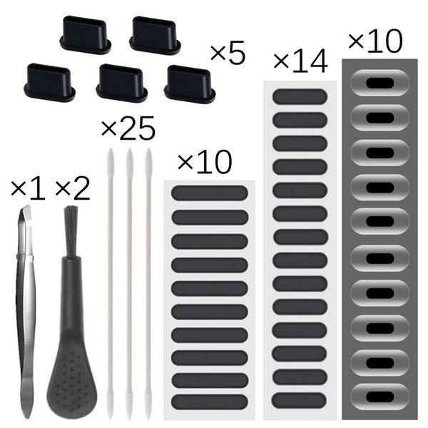 67pcs Universal Dust Plug Mobilfunklautsprecher Anti Dust Mesh Aufkleber für iPhone Samsung Mi Ladungsanschluss -Beschützer Reinigungssatz