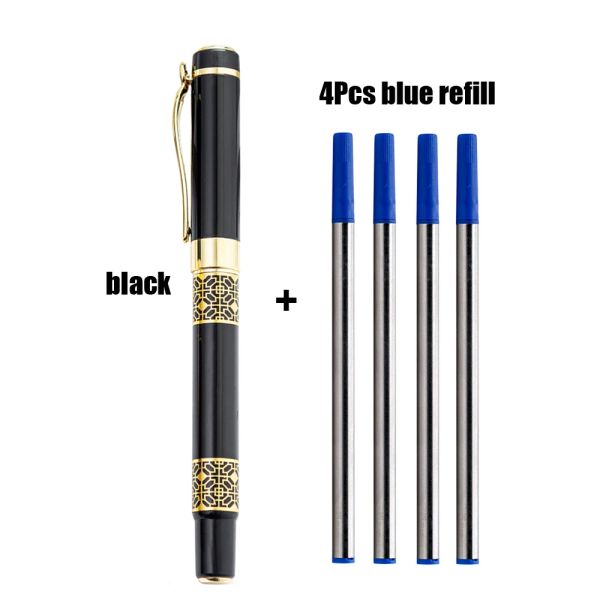 1+4pcs/Set Luxury Ballpoint Pen с заправками в школу офис черный дерево