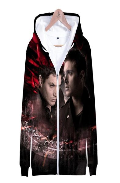 SPN SUPERNATURAL 3D PRIMEIRA FELIAGEM MULHERMEN MULHERO COOLIGH STORETHEATHEATH HIP HIP HOPA LONGO DE MAIXA DE ZIPPE CAPAÇÃO MACHO MASCIME