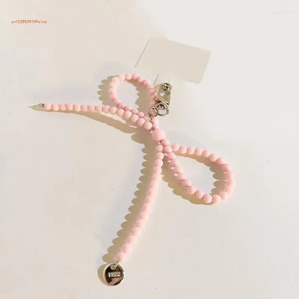 Keychains Mode Perlen Perlen Bowknot Charm Anhänger Kette süßer Taschenschlüsselkäse -Gurt