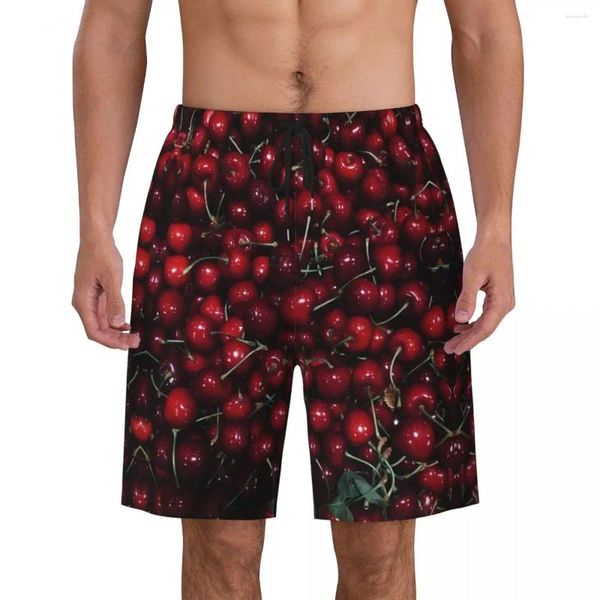 Shorts masculinos pranchas de verão machos esportes frutas de cereja surf calça curta cool personalizada