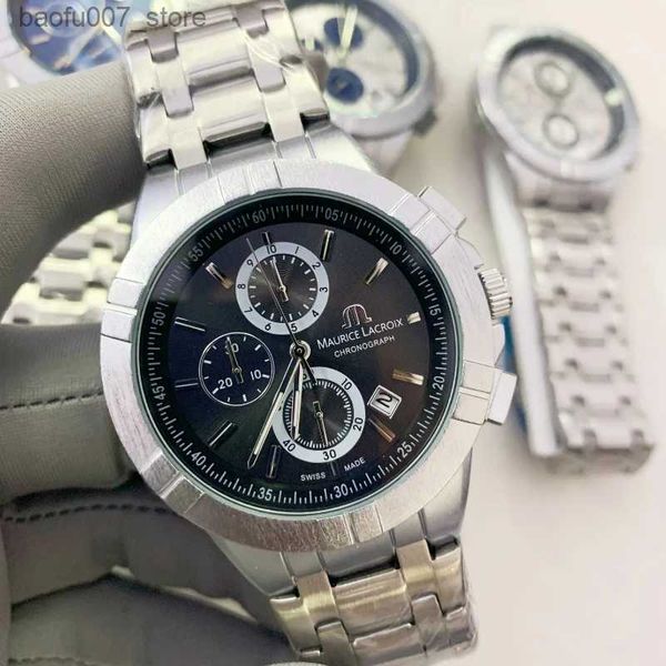 Armbanduhr Maurice LaCroix Ben Tao Serie drei Augen Chronograph Mode und lässiges Top Luxusleder Herren Logos Maskulinos