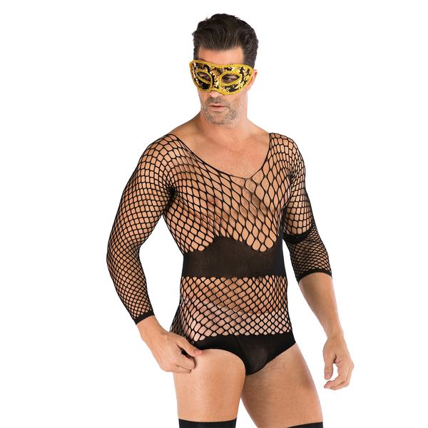 File aperte sexy maschili Fishnet collant da collant con fissaggio per le calze sexy da uomo sexy