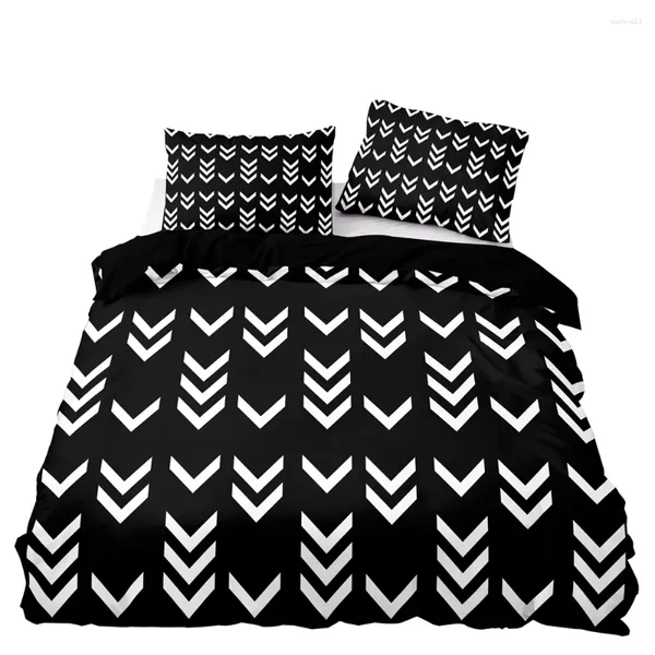 Bettwäsche -Sets weißes Pfeilmuster Duvet Deckung zuverlässiger Qualität Set Doppelte Doppelzingröße mit Kissenbezug für Nordic Style Home Textiles