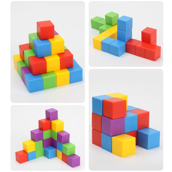 Montessori Magic Block Puzzle Toy Toy Spatial Logical Pensiero di allenamento di allenamento Rainbow Impostazione Blocks Blocks Math Educational Toys for Child