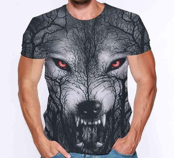 Men039s Mode Sommer T -Shirt Funny Cool 3D -Druck Shirts Oneck Kurzarm Wolf männlich T -Shirts Camisetas Tops Tees 5733557