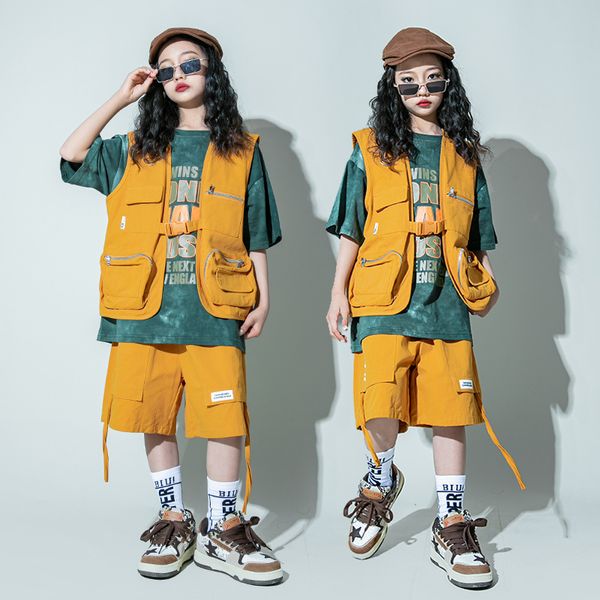 Boys Girls Street Dance Clothing Hip Hop Dance Outfits Casual Short Short Stage Performance Costume Teen Kids Wear Wear