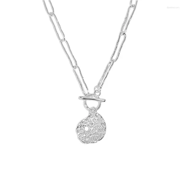Anhänger Halsketten Nischendesign unregelmäßige Nudeln ot Schnalle Lotus Blatt Textur Kette S925 Sterling Silber Halskette Frauen