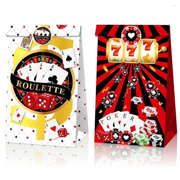 Geschenkverpackung 4pcs/Kit Casino Nacht Pokerparty Beutetaschen Las Vegas Geburtstag Favours Candy Goodie Treat Leckerbissen