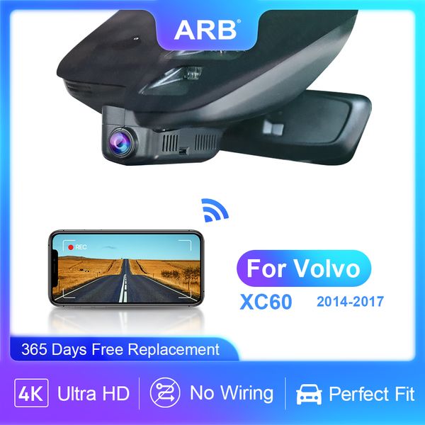 Car Dash Camera для Volvo XC60 1 -й Gen Facelift 2017 2016 2015 2014, ARB 4K 2160p OEM Look Car Car Dvr Control Wifi Connection