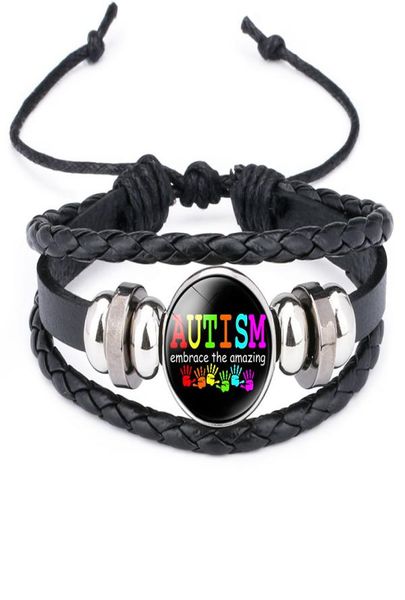 Bracelets de conscientização do autismo de novas crianças para crianças autismo garoto menina charme de couro embrulhada pulseira bangle de moda inspiradora jóias4948814