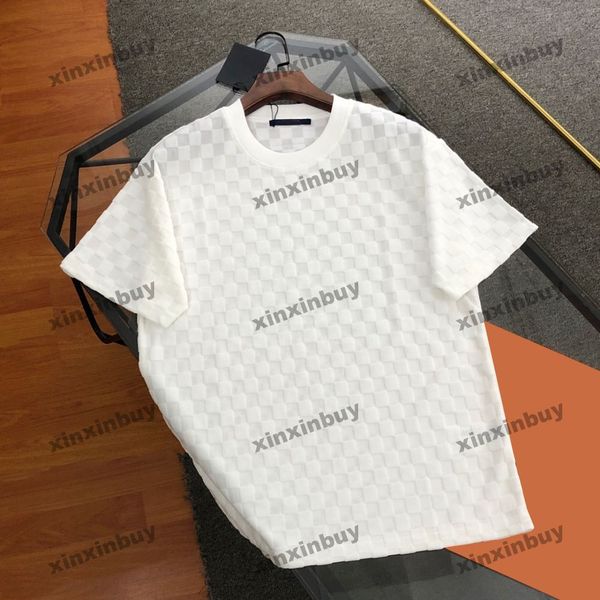 Синсинбуя мужские дизайнерские футболка футболка 2024 Италия шахматная доска сетка полотенец Жаккард хлопковые с коротким рукавом хлопковые женщины белый черный s-2xl