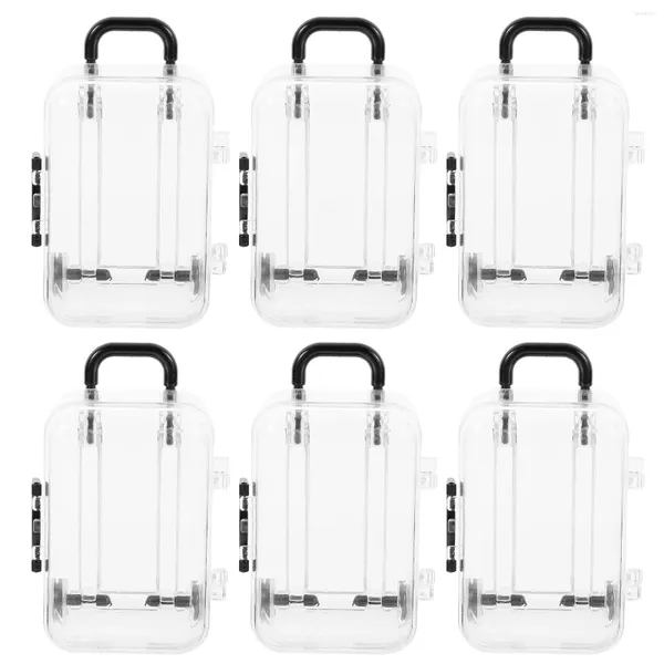 Piastre 6pcs simulazione mini baule da viaggio da viaggio in plastica scatola di stoccaggio a forma di