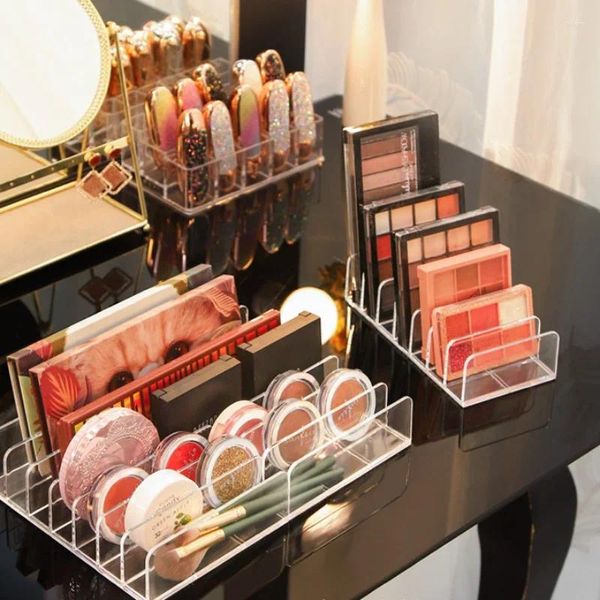 Aufbewahrungsboxen Lidschatten Tablett Box Pulver Partition Acryl transparente Tabletop Rouge Cosmetics Make -up Organizer