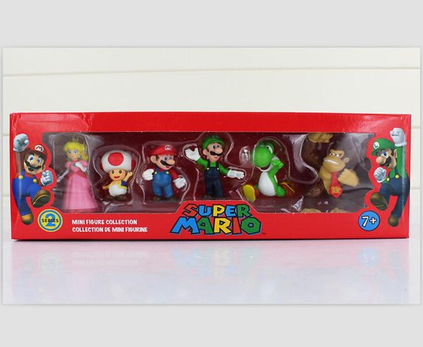 Süper Bros Luigi Donkey Kong Şeftali Aksiyon Figürleri 6pcs/Set Yoshi Figürü hediyesi1024186