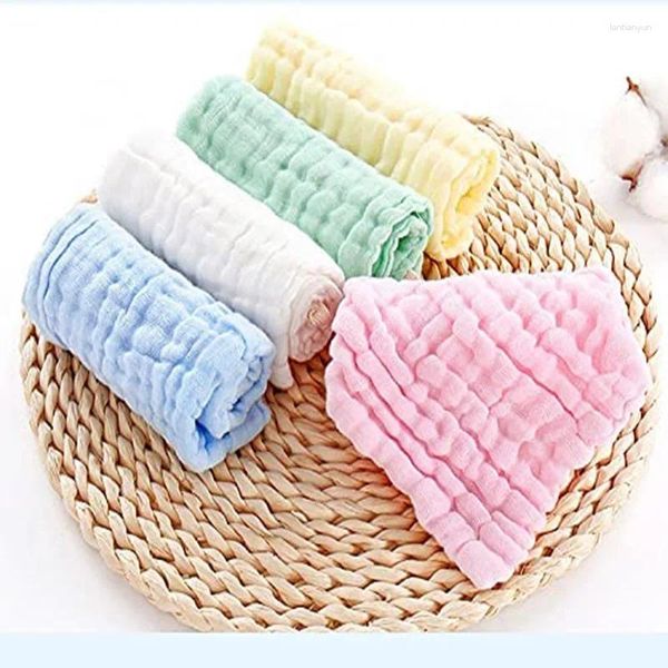 Handtuch 5pcs/Los Babygesicht Handtücher Musselin 6 Schichten Baumwollweiche Taschentuch Baden Fütterung Waschlappen Wischen Sie Rülpsten 28 50 cm