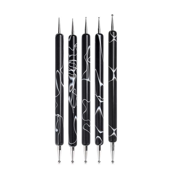 Kads 5pcs Nail Art Dotting Tool Set Double-Anding Dotting Pen Nail Art Design Doint Dot Cast Crast Kit Комплект шарик