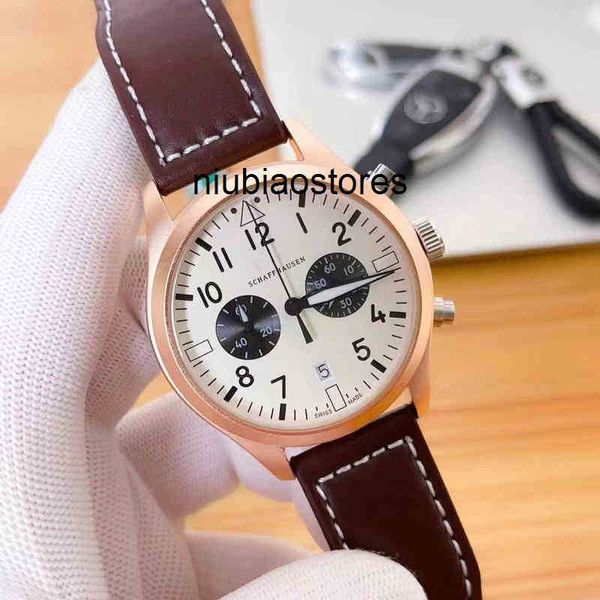 Pilot Luxury Watch Series Trend Design Kalbsleder -Gurt wasserdichte Herren Bewegung Multifunktional Timing Watch wasserdichte Armbandbeschwerden Designer Edelstahl Stahl