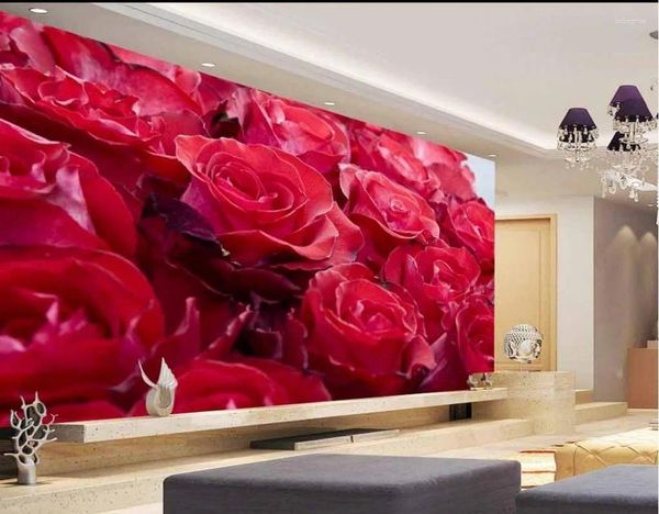 Papéis de parede personalizados 3D PO Wallpaper Rosas Rosas Decoração Home Estereoscópica