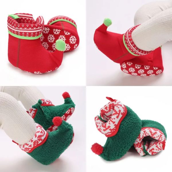 Sneakers Newborn Winter Christmas Elementos fofos e engraçados Sapatos de algodão para meninos e meninas com 01 anos de idade