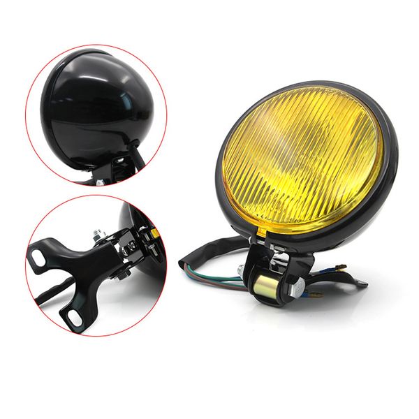 Feele motociclistico proiettile rotondo retrò 12V 35W 3000K Light Guida a fascia alta Parti modificate universali