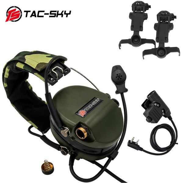 TS TAC-SKY SORDIN Headset tático com adaptador de trilho de arco e plugue Kenwood PTT compatível com baofeng uv5r walkie-talkies