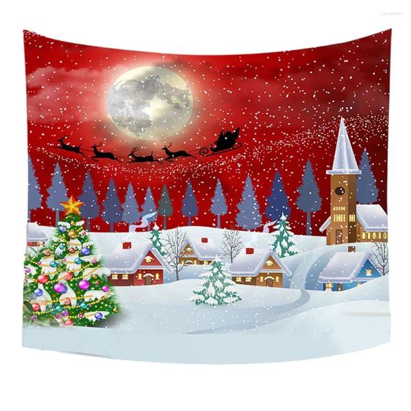 Arazzi di Natale Abete di Natale Cartoon Elk di Natale Snow Snow Scenery Ornament Camera da letto Sfondo Decorazione del muro Regalo