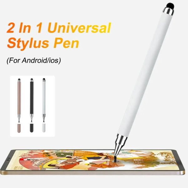 1 pezzi 2 in 1 Penna di stilo universale a doppia testa di plastica per mobile tablet iPhone iPad Schermo tocco della penna capacitiva Nuova penna da disegno