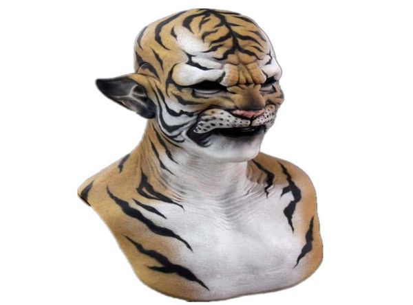 Scary Tiger Animal Mask Halloween Carnival Night Club Máscaras Máscaras Capfees Classic Performance Cosplay Costume 2207191551403