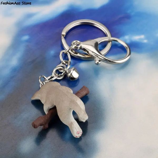 Keychain catchain di gatto animale simpatico 3d con ramo giocate a sospensione anelli tasti per sacchetto per auto tasti appesi accoppia