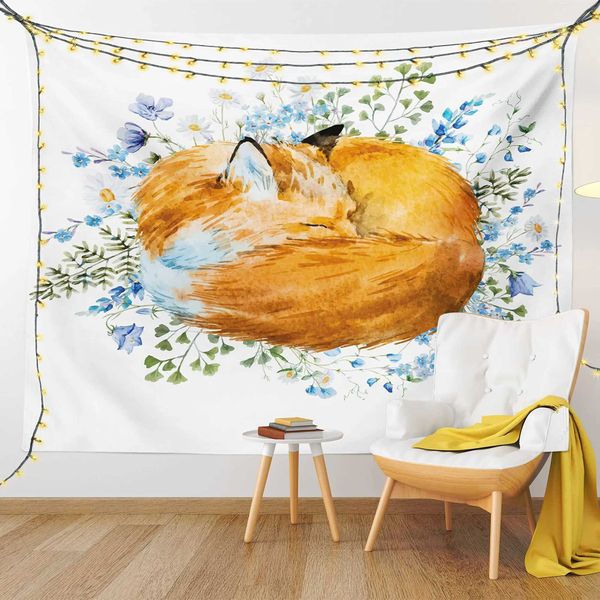 Liebhaber in Wandteppichen Fuchs Malerei Tier Die Wald Wandteppich Wand hängende Schlafzimmer ästhetischer Wohnzimmer Schlafsaal coole süße Fuchs Wand Wandteppiche R0411