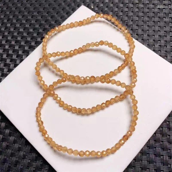 Link Armbänder 3,5 mm natürliches Orangengranat -Facettenarmband Kristall Reiki Heilungsstein Mode Schmuck Gift für Frauen 1pcs