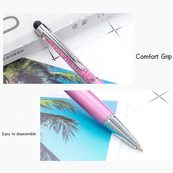 1pc 2-in-1 kapazitive Touchscreme Stylus Kristall Kugelschreien Schülern Geschenk Stationerie schwarzer Ink Gel Stift Schreibwerkzeug Lieferungen