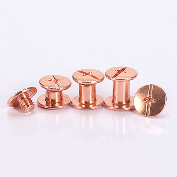 10pcs Roségoldbindung Chicago Schrauben Nägel Lange Bolzen Nieten Lederhandwerk Hardware Accessoires Stange Länge 4 ~ 50 mm